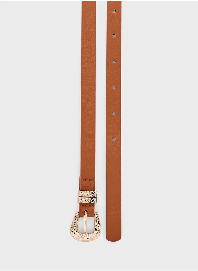 ايلا 2 Pack Hammered Buckle Belt Set