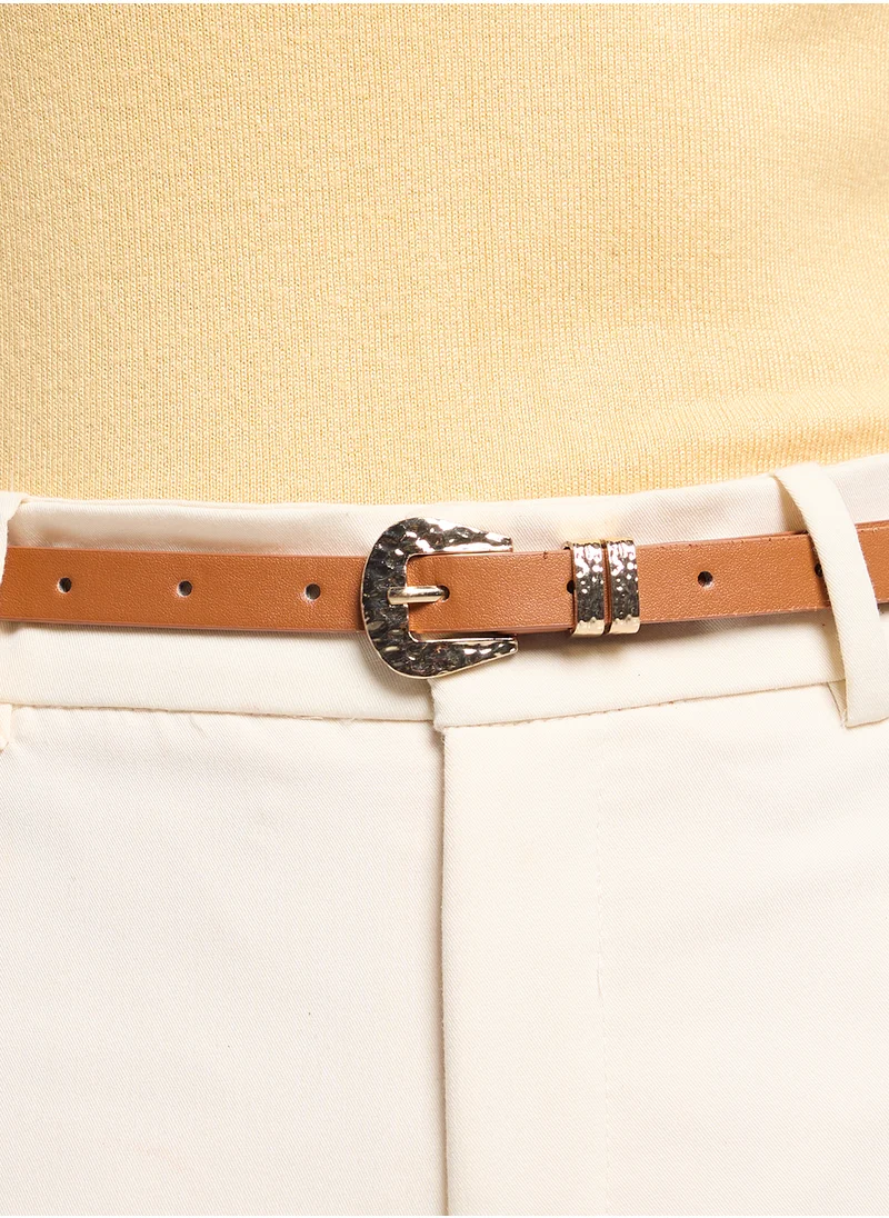 ايلا 2 Pack Hammered Buckle Belt Set