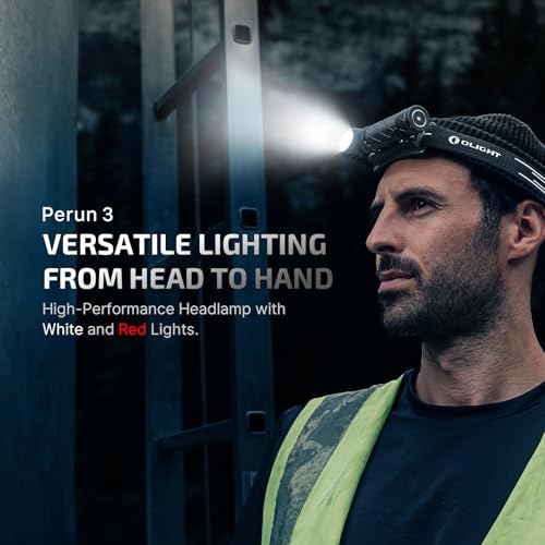 OLIGHT مصباح رأس OLIGHT Perun 3 القابل لإعادة الشحن، 3000 لومن مصباح LED مع ضوء أحمر، مصباح رأس مقاوم للماء مع حزام رأس للتخييم في الهواء الطلق، المشي، العمل (أسود) - Image 2