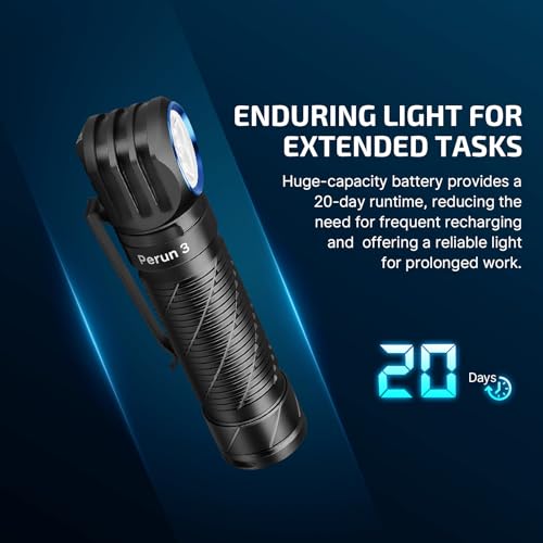 OLIGHT مصباح رأس OLIGHT Perun 3 القابل لإعادة الشحن، 3000 لومن مصباح LED مع ضوء أحمر، مصباح رأس مقاوم للماء مع حزام رأس للتخييم في الهواء الطلق، المشي، العمل (أسود) - Image 4