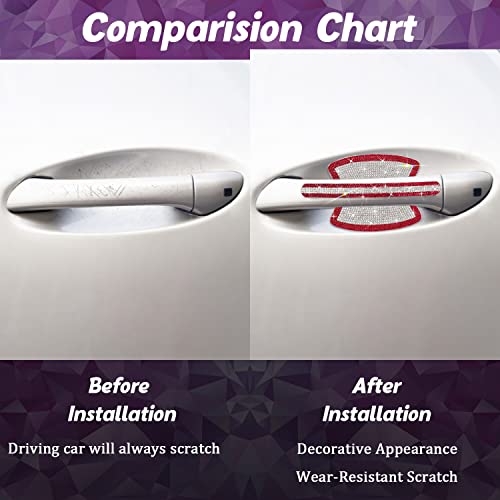 Gengki 10PCS Set Car Door Handle Bling Rhinestones Stickers Universal Auto Door Handle Safety Reflective Strips Red White - Image 4
