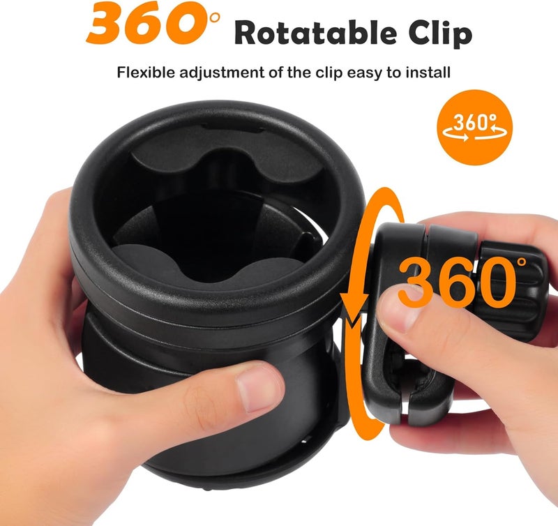 360 ° rotating double cup stroller cup holder (suitable for large and small cups, ABS + silicone material) - Image 5