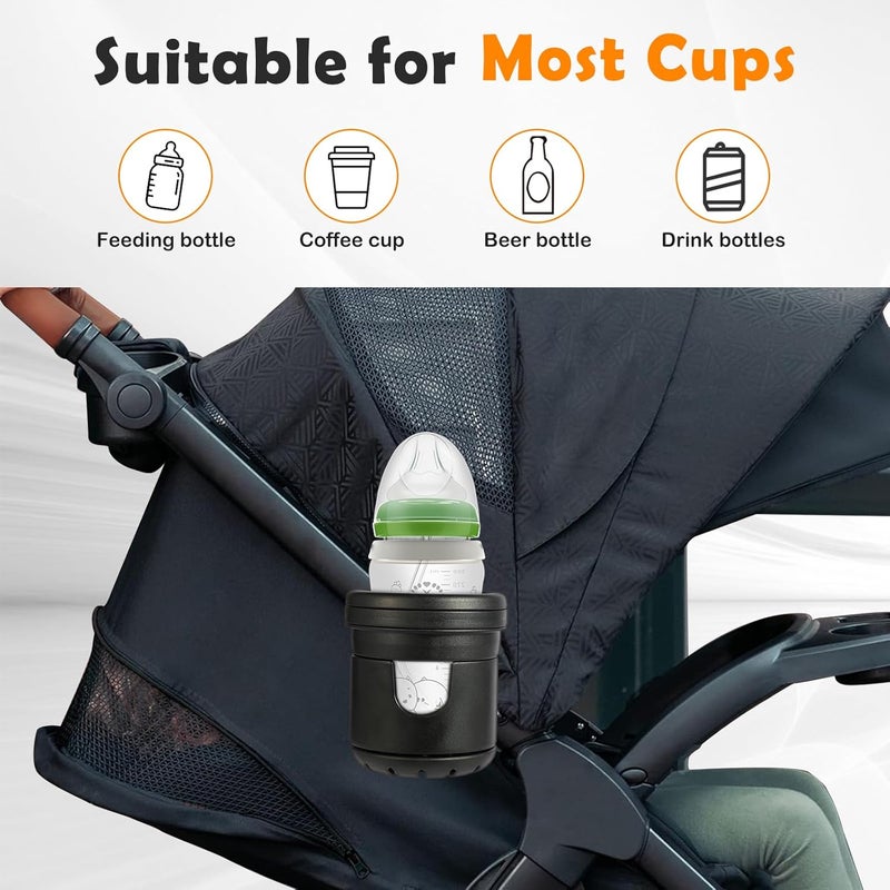360 ° rotating double cup stroller cup holder (suitable for large and small cups, ABS + silicone material) - Image 4