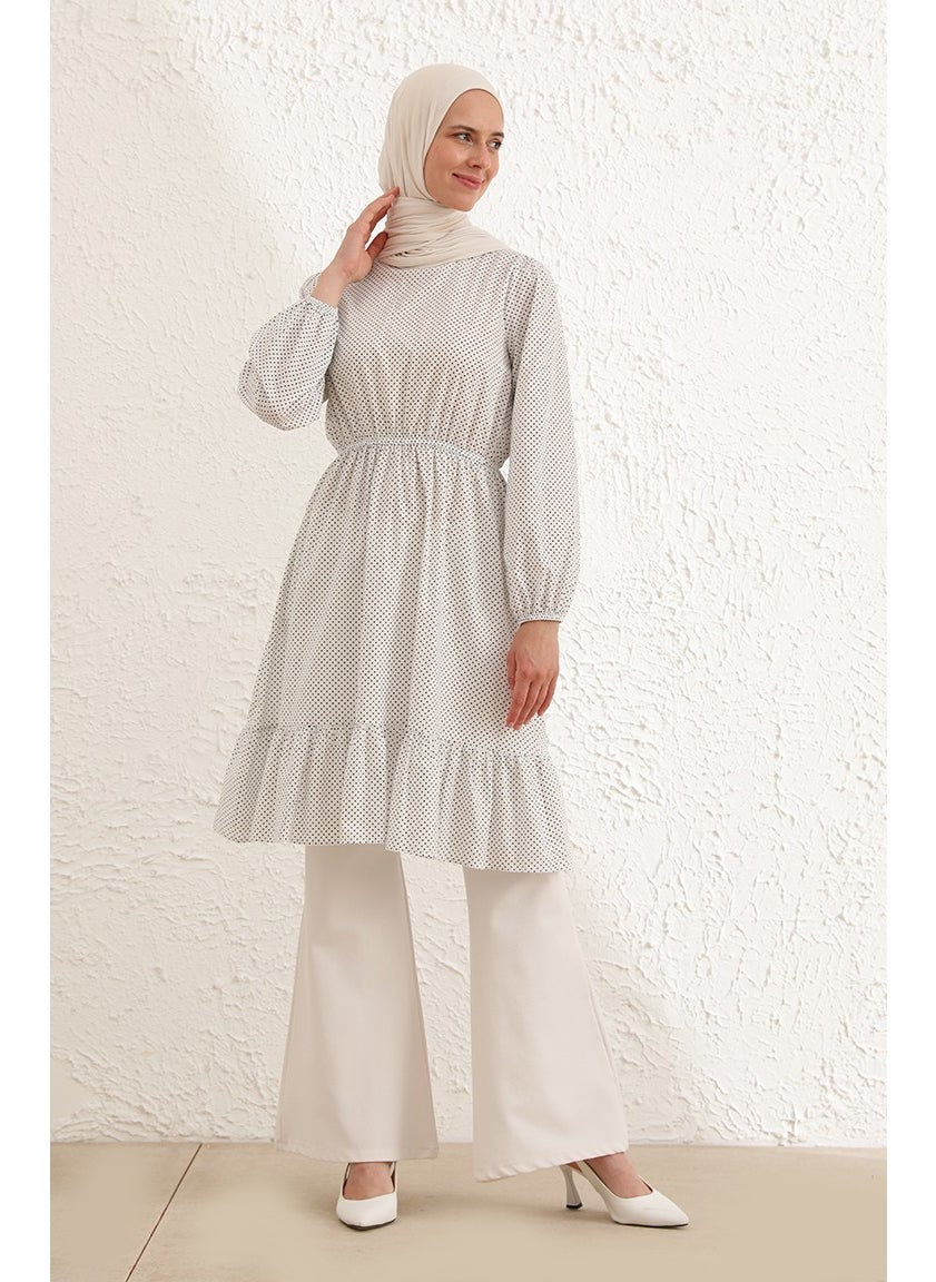 Sefa Merve Skirt Ruffle Tunic 4343-05 White Black  - Image 3