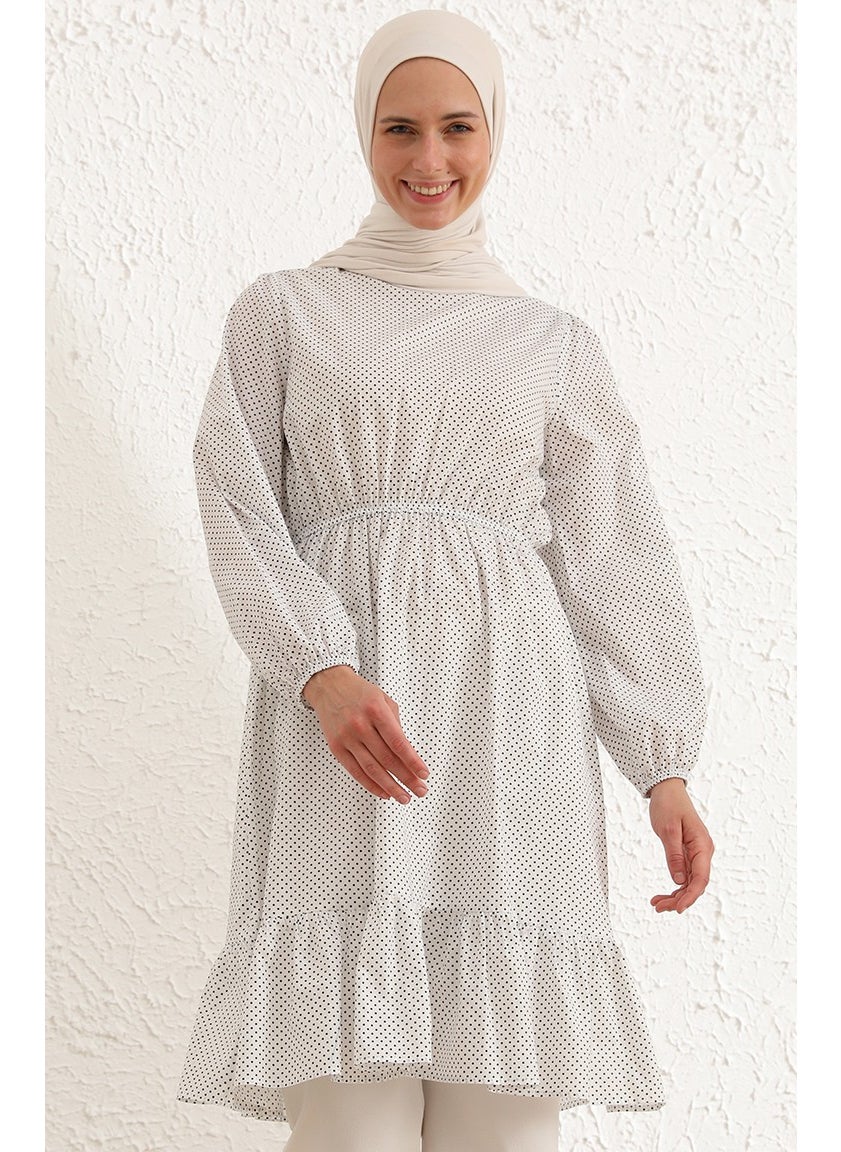 Sefa Merve Skirt Ruffle Tunic 4343-05 White Black  - Image 2