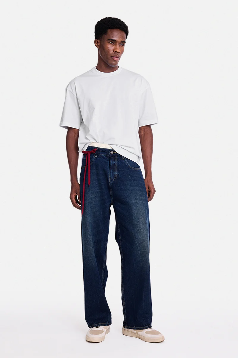 SNITCH White Solid Half Sleeve Oversized T-Shirt
