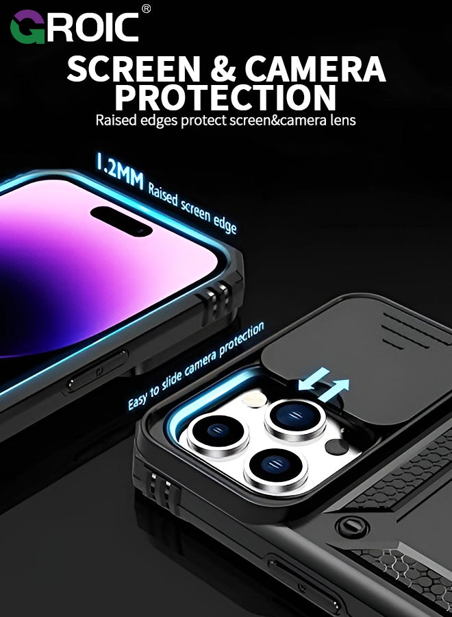 GROIC جراب مغناطيسي أسود لهاتف iPhone 15 Pro Max، متوافق مع MagSafe، جراب واقٍ كامل الجسم للهاتف شديد التحمل لهاتف iPhone 15 Pro Max - Image 3