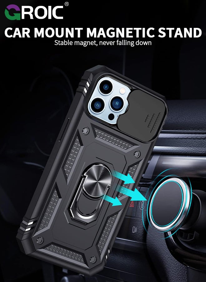 GROIC جراب مغناطيسي أسود لهاتف iPhone 15 Pro Max، متوافق مع MagSafe، جراب واقٍ كامل الجسم للهاتف شديد التحمل لهاتف iPhone 15 Pro Max - Image 4