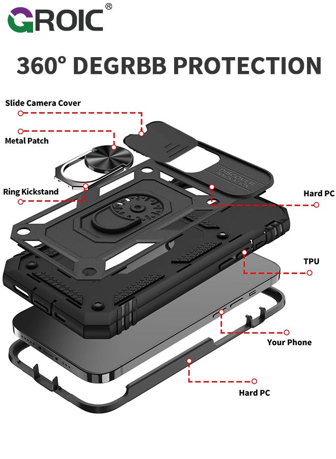 GROIC جراب مغناطيسي أسود لهاتف iPhone 15 Pro Max، متوافق مع MagSafe، جراب واقٍ كامل الجسم للهاتف شديد التحمل لهاتف iPhone 15 Pro Max - Image 2