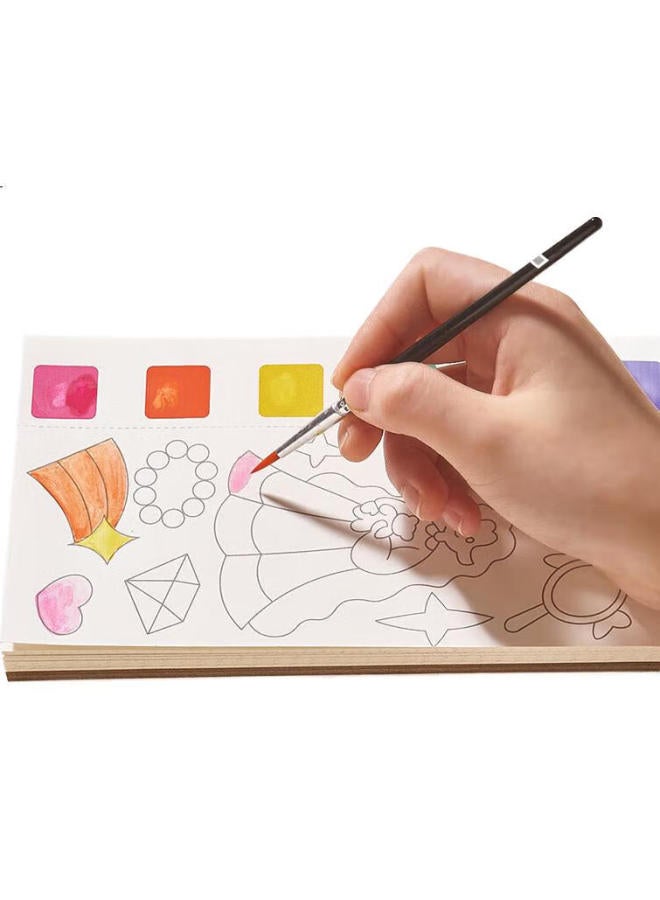 Time Science Shiguangxue Portable Watercolor Coloring Book Set Of 3, Children'S Sketch Pad, Coloring Book, Doodle Book, Preschool Watercolor Painting, Includes Color Cards, Paint Brushes, Water-Sensitive, No Basic Drawing Skills Required, Back-To Gift - Image 3