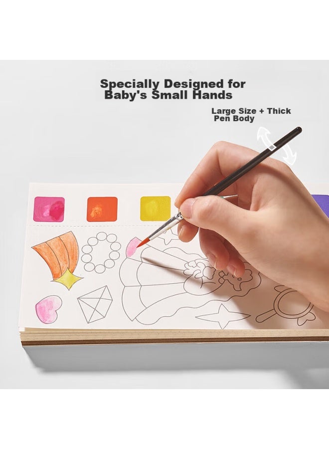 Time Science Shiguangxue Portable Watercolor Coloring Book Set Of 3, Children's Sketch Pad, Coloring Book, Doodle Book, Preschool Watercolor Painting, Includes Color Cards, Paint Brushes, Water-sensitive, No Basic Drawing Skills Required, Back-to Gift - Image 2