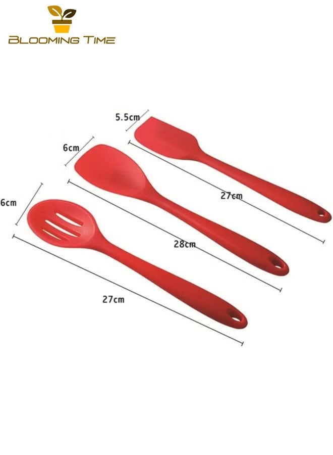 BLOOMING TIME 10-piece silicone kitchen utensils set non-stick red - Image 3