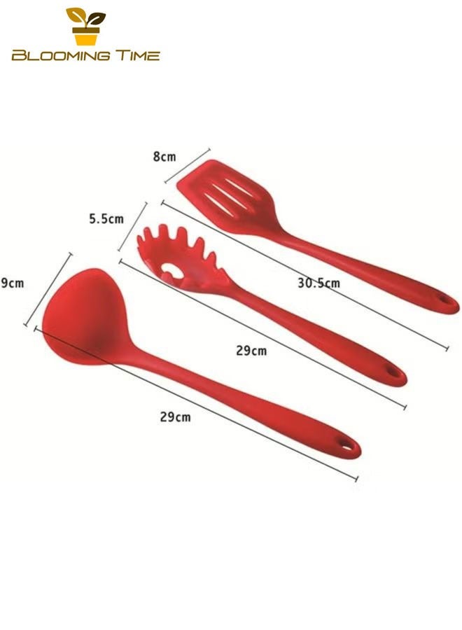 BLOOMING TIME 10-piece silicone kitchen utensils set non-stick red - Image 4