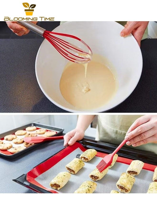 BLOOMING TIME 10-piece silicone kitchen utensils set non-stick red - Image 5