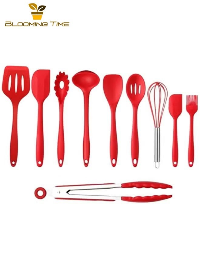 BLOOMING TIME 10-piece silicone kitchen utensils set non-stick red - Image 1