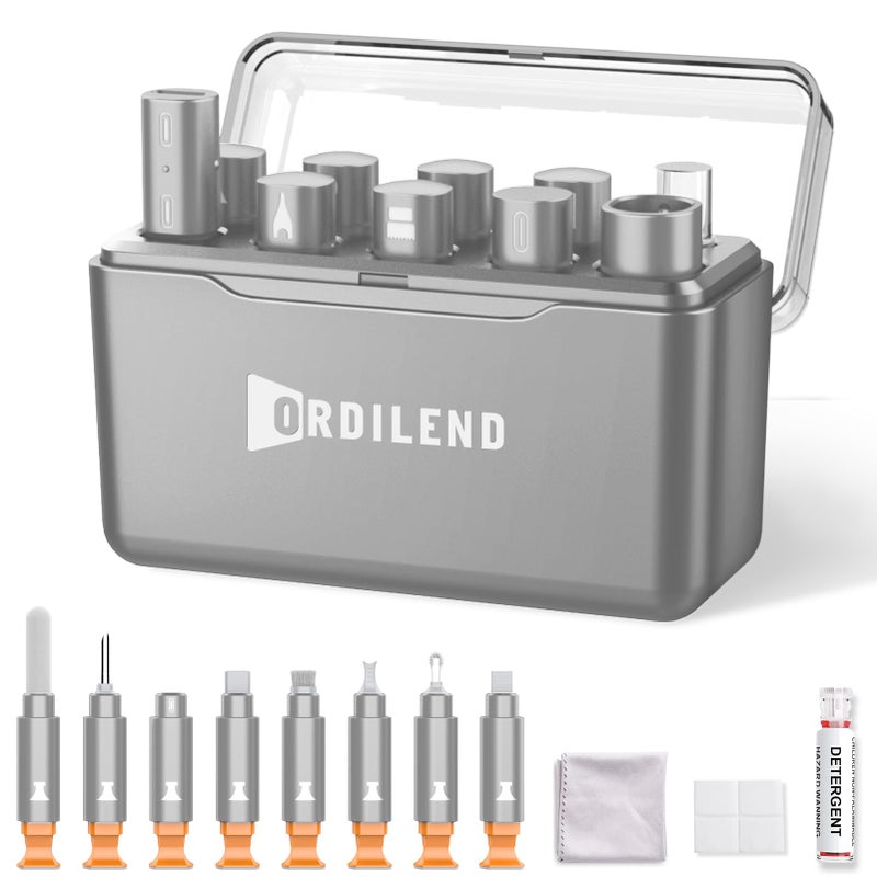 Ordilend for iPhone Cleaning Kit for Charging Port Cleaner, Multi-Tool iPhone Cleaner Repair Lightning Cable, Cell Phone Cleaning Kit for iPad, Connector, Speaker, Airpod with Storage Case, Grey - Image 1