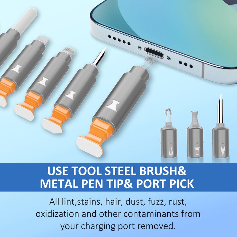 Ordilend for iPhone Cleaning Kit for Charging Port Cleaner, Multi-Tool iPhone Cleaner Repair Lightning Cable, Cell Phone Cleaning Kit for iPad, Connector, Speaker, Airpod with Storage Case, Grey - Image 3