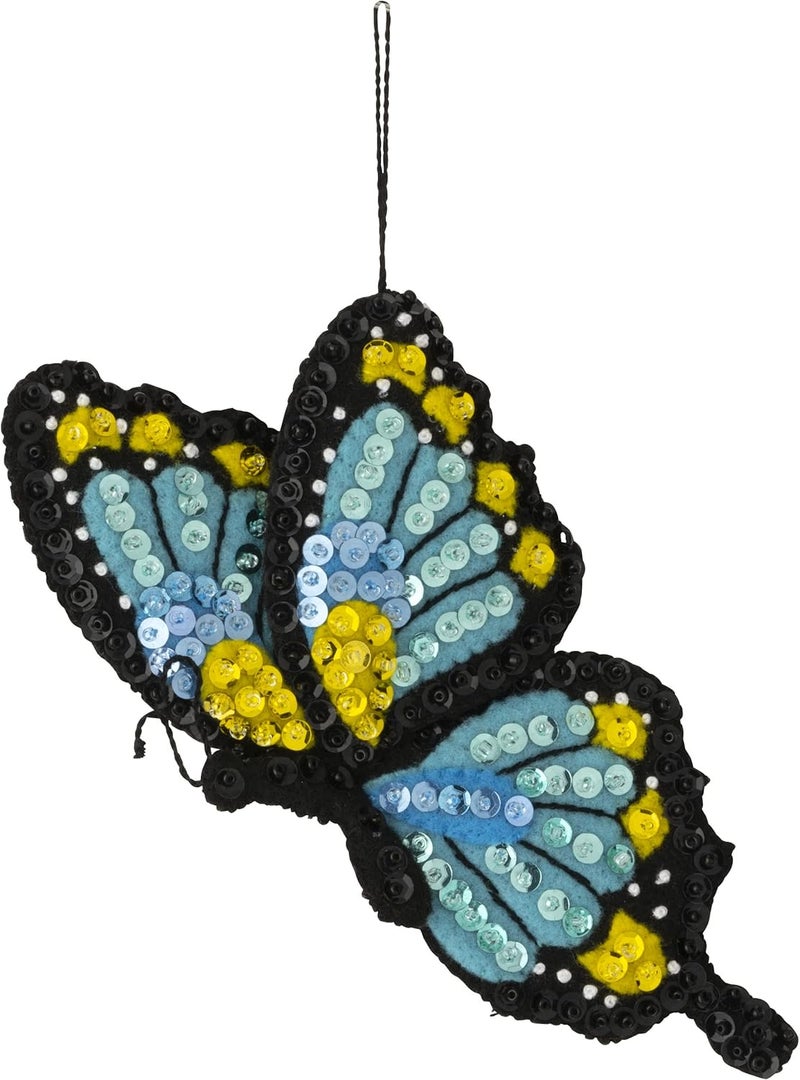 Bucilla, Butterfly Garden Set of 6 Felt Applique Ornament Making Kit, Supplies for DIY Needlepoint Arts and Crafts, 89488E - Image 5