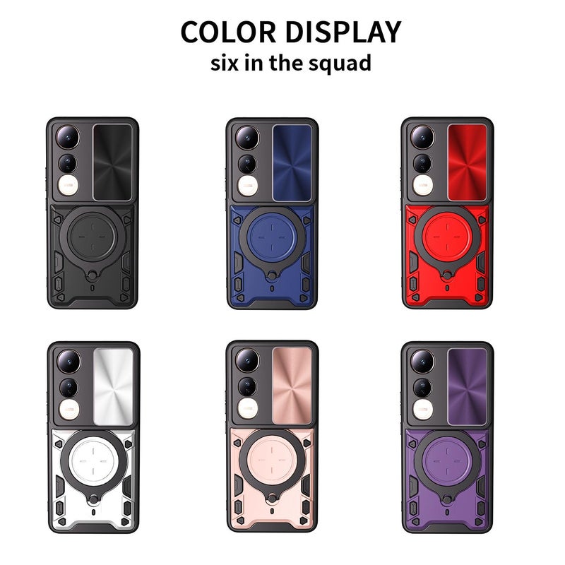 HuHa Case Cover For vivo V50 Lite 4G CD Texture Sliding Camshield Magnetic Holder Phone Case(Purple) - Image 2