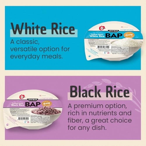 O'Food Premium Instant Rice | Sticky Sushi Rice | 0 Trans Fat/ 0 Cholesterol/ 0 Sodium | Ready in 90 Secs | Gluten-Free | Healthy Sticky White Rice Bowls (Bap) – [WHITE Rice |12 Pack] | Long Shelf Life - O'Food - Image 3