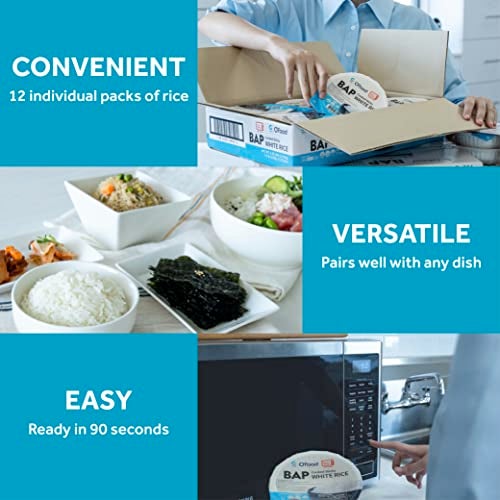 O'Food Premium Instant Rice | Sticky Sushi Rice | 0 Trans Fat/ 0 Cholesterol/ 0 Sodium | Ready in 90 Secs | Gluten-Free | Healthy Sticky White Rice Bowls (Bap) – [WHITE Rice |12 Pack] | Long Shelf Life - O'Food - Image 4
