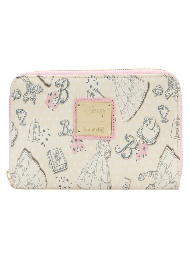Loungefly Disney Beauty and the Beast Belle Pink Allover Print Zip Around Wallet (Multicolored) - Image 4