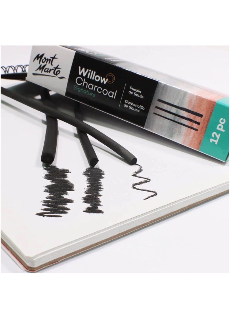 Mont Marte 12-Piece Signature Willow Charcoal Set Black - Image 2