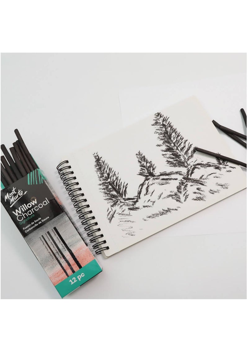 Mont Marte 12-Piece Signature Willow Charcoal Set Black - Image 3