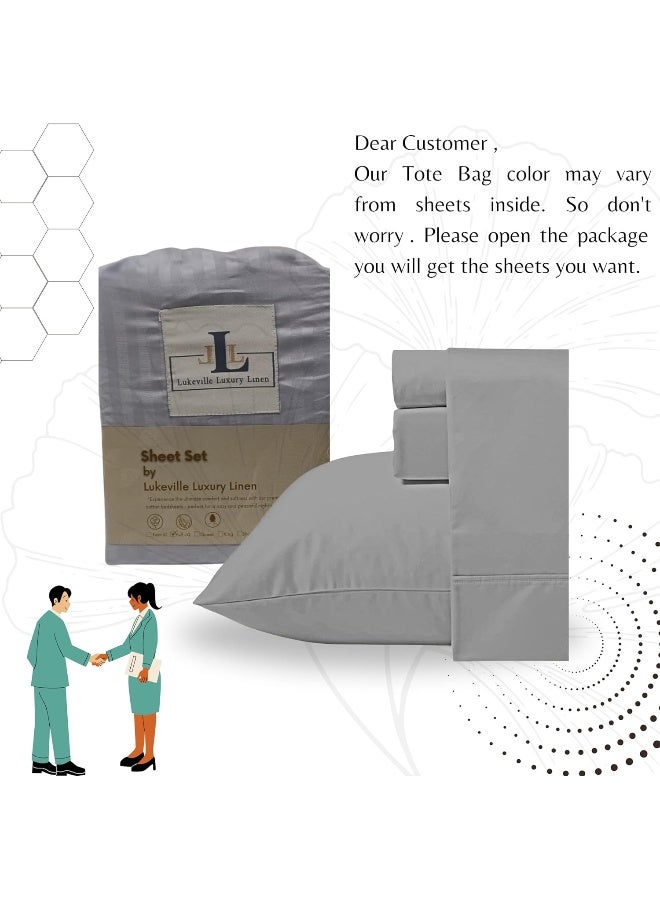 800 Thread Count Sheets Full XL Size 4 Piece Sheet Set 100% Cotton Sheet Set Extra Deep Pockets 15 Inch Long Staple Cotton Bedsheet and Pillow Cover, Sateen Finish, Soft, Breathable Charcoal Sheets - Image 3