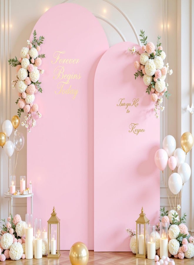 Suppromo Pale Pink Arch Cover 2 Set-7.2FT, 6FT Arch Backdrop Cover Spandex Fitted Wedding Arch Stand Covers for Baby Shower Girls Birthday Party Bridal Shower Wedding Banquet Photo Background Decorations - Image 2