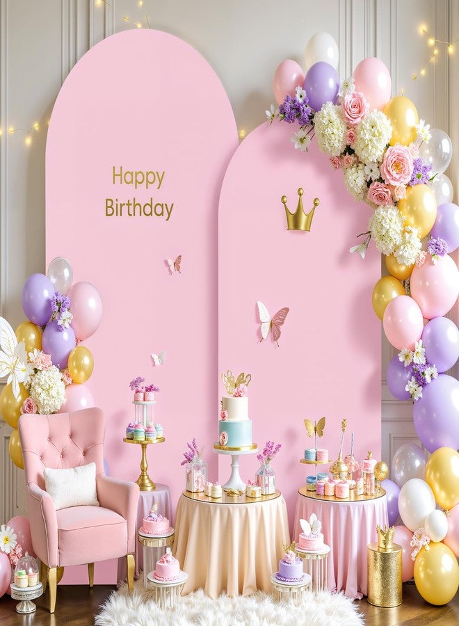Suppromo Pale Pink Arch Cover 2 Set-7.2FT, 6FT Arch Backdrop Cover Spandex Fitted Wedding Arch Stand Covers for Baby Shower Girls Birthday Party Bridal Shower Wedding Banquet Photo Background Decorations - Image 1