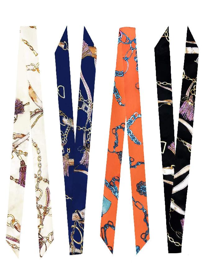 Pibupibu Pibupibu 8 Packs Narrow Handbag Handle Wrap Ribbon Neckerchief Scarf for Women (Chain) - Image 2