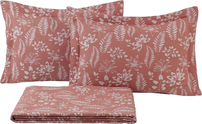 Elart Mokka Linen Look Bedspread Pique Set 3 Piece Double Cinnamon