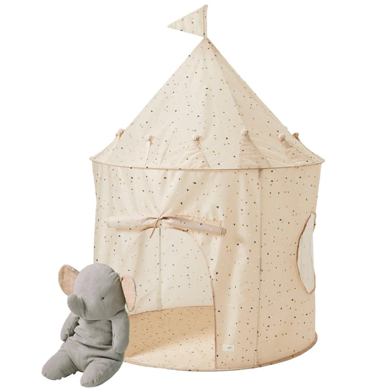 3 Sprouts Kids Play Tent Sustainable Recycled Fabric Fun Spacious Childs Playhouse for Indoor Games for Boys Girls Durable Fort Pop Up House for Toddlers Children Age 310 Terrazzo Beige