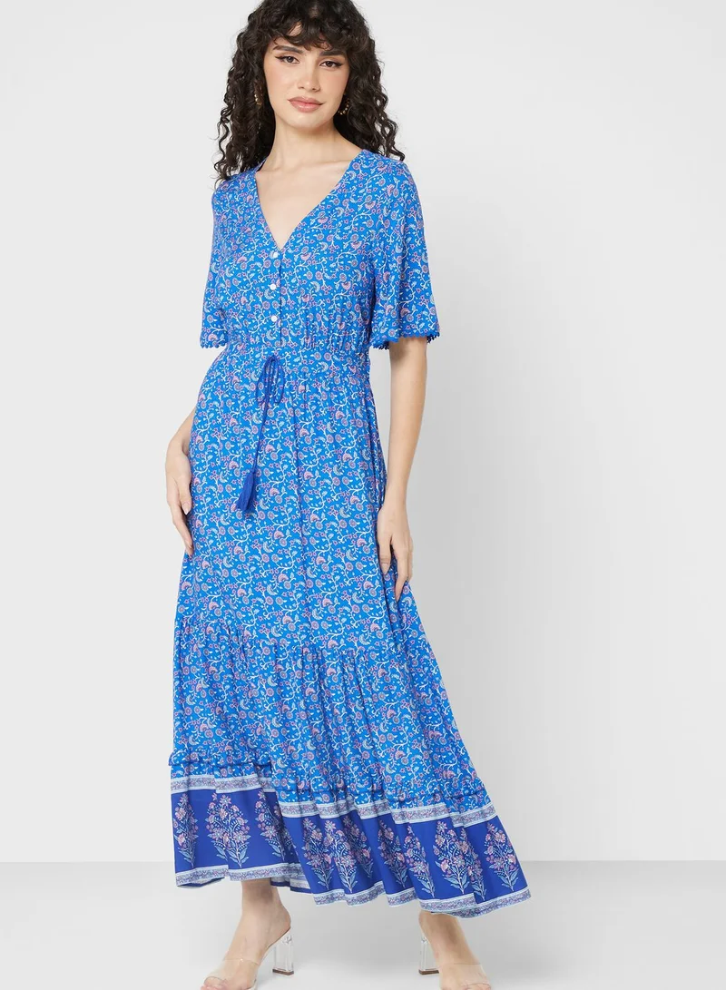 ELLA Ruffle Sleeve Printed Dress