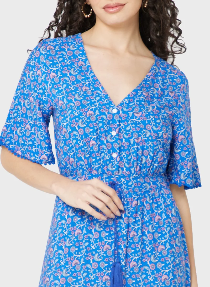 ELLA Ruffle Sleeve Printed Dress