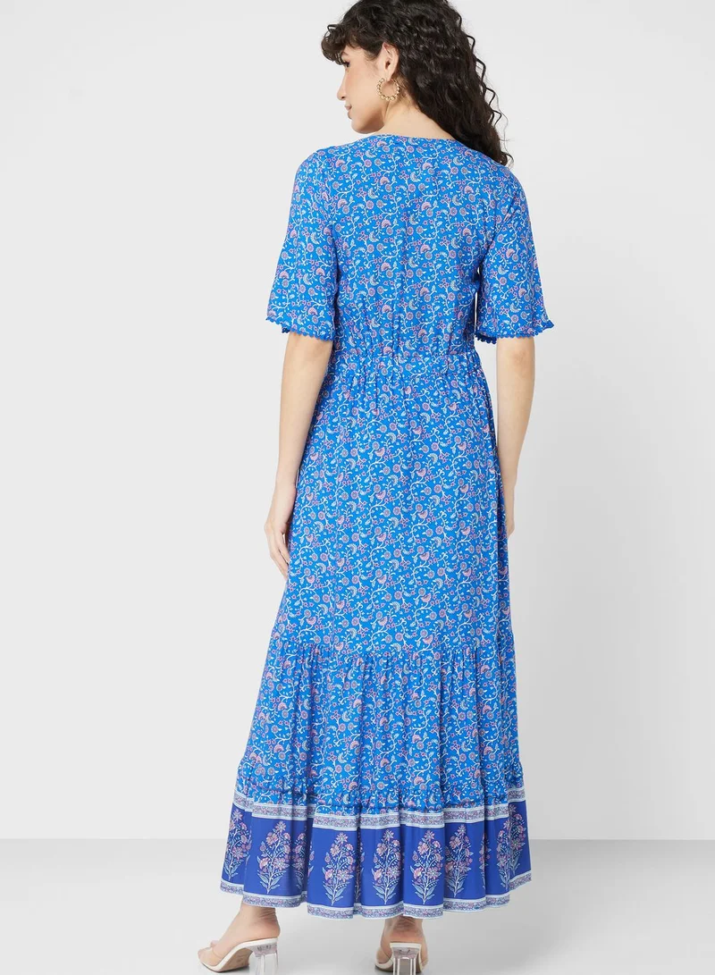 ELLA Ruffle Sleeve Printed Dress