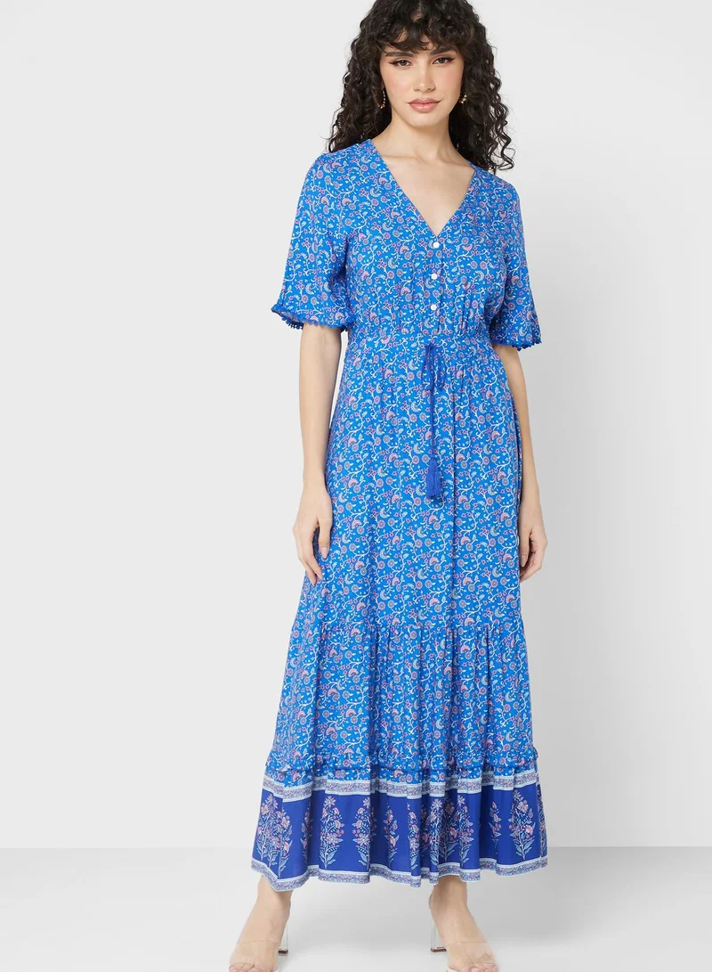 ELLA Ruffle Sleeve Printed Dress