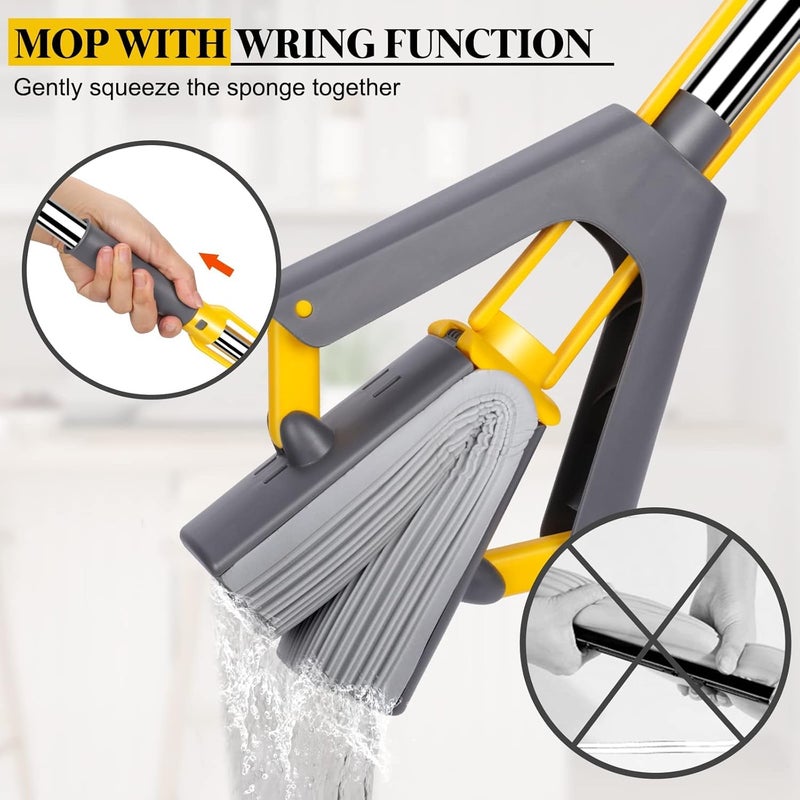 Whixant Sponge Mop with 1 Super Absorption Sponge Head Absorbent PVA Sponge with Telescopic Stainless Steel Handle Floor Mop for Kitchen Bathroom Multicolor - Image 4