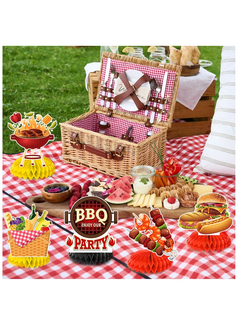 FRUITFUL PARTY 9pcs BBQ Baby Shower Centerpieces, Summer BBQ Centerpieces Summer BBQ Table Decor BBQ Theme Honeycomb Centerpieces for Picnic Party Decorations Supplies Summer Barbecue Holidays Supplies - Image 4