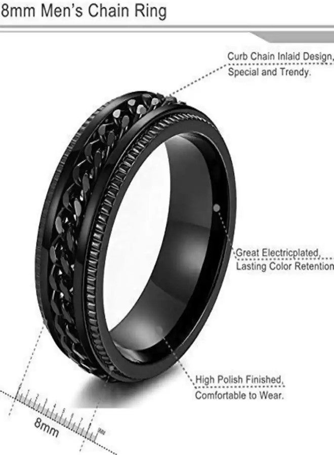 IGA COLLECTION Valentine Stylish Fashionable Latest Combo Black Dude Chain Ring W3 (21) - Image 4