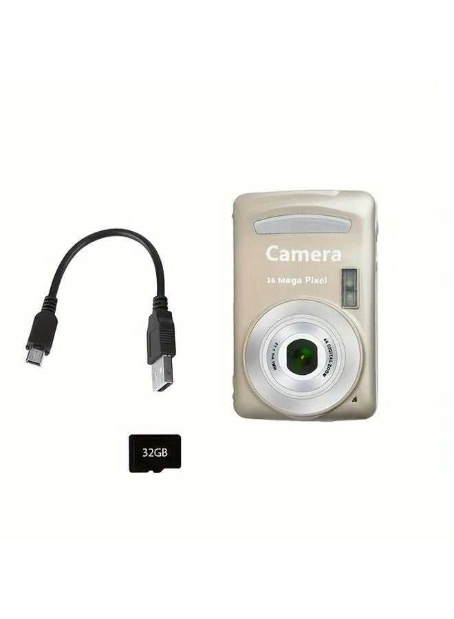 Golden 16MP Digital Camera With Flip Screen For Vlogging Travel YouTube - Image 1