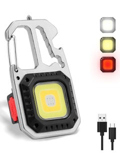 Keychain Work Flashlight, 7 Light Modes Mini Pocket Flashlight High Lumens Led Bright, Small Powerful Flashlight Rechargeable, Multifunctional Tool -  Wrench Screwdriver Bottle Opener