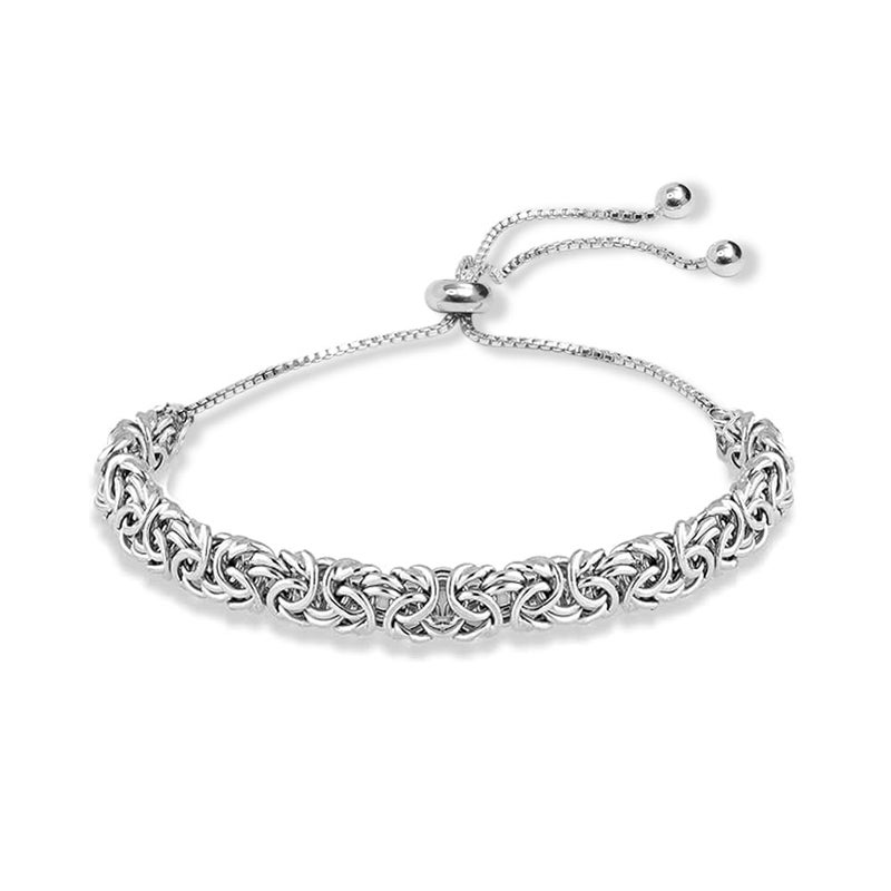 LeCalla 925 Sterling Silver Byzantine Bracelet Jewelry | Italian Sliding Bolo Chain Bracelet for Women - Image 1