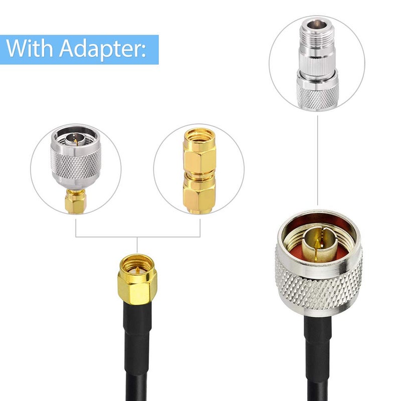 Superbat SMA Male to N Male RF Coaxial Coax Cable 25ft + 3pcs SMA to N Male/Female Coax Adapter Kit for Gateway Router 3G 4G LTE Ham Radio ADS-B Antenna etc - Image 5