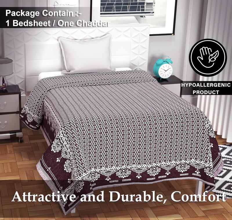 RVS DECOR Solapur Chaddar Single Bedsheet | Premium Floral 300 TC Cotton Chaddar | Soft, Durable,Elegant & Long-Lasting Comfort. Size (90 x 60) (Maroon) - Image 2