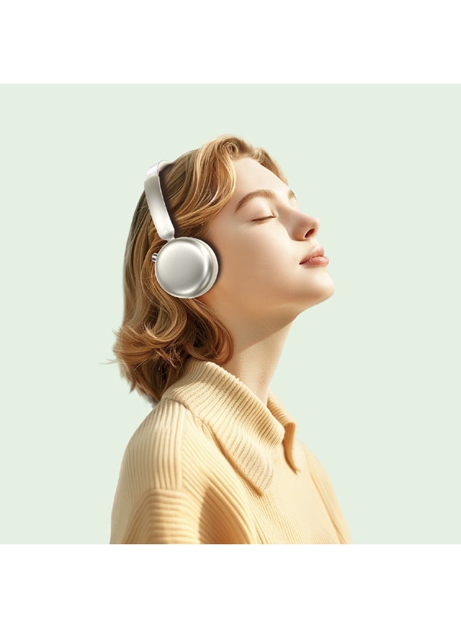 أسيفاست سماعات رأس لاسلكية فوق الأذن H8، وقت تشغيل 60 ساعة، عصابة رأس قابلة للتعديل من الفولاذ المقاوم للصدأ، ميكروفون عالي الدقة، 40 مم، مستوى HiFi - فضي - Image 4
