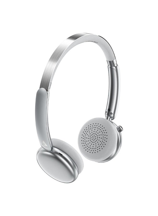 أسيفاست سماعات رأس لاسلكية فوق الأذن H8، وقت تشغيل 60 ساعة، عصابة رأس قابلة للتعديل من الفولاذ المقاوم للصدأ، ميكروفون عالي الدقة، 40 مم، مستوى HiFi - فضي - Image 3