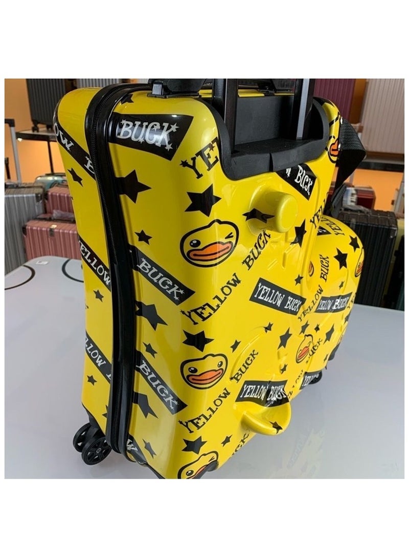 BLOOMING TIME Unisex Kids Ride on Suitcase Travel Trolley Case yellow  - Image 2