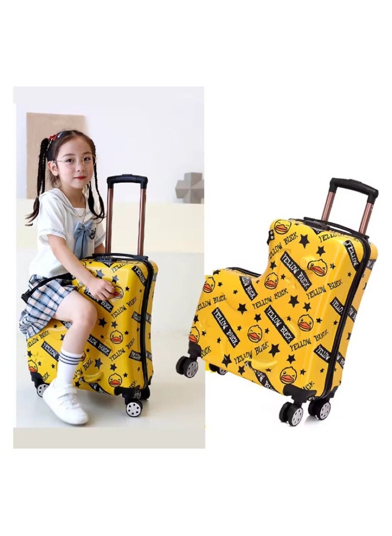 BLOOMING TIME Unisex Kids Ride on Suitcase Travel Trolley Case yellow  - Image 4